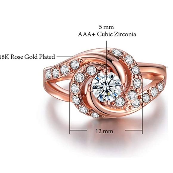 Rose Gold Plated Spiral Twisted Wave Ring NWT - Picture 2 of 5